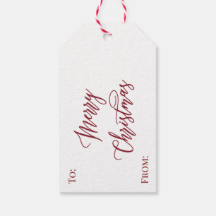 Etiqueta Para Presente Presente de Natal Alegre Cursivo Elegante Vermelho