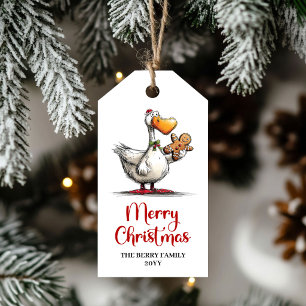 Etiqueta Para Presente Presente de Natal Cartoon de Pato Divertido Engraç