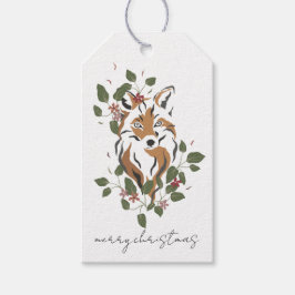 Etiqueta Para Presente Presente de Natal com Raposa na Floresta em Aquare