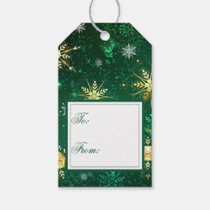 Etiqueta Para Presente Presente de Natal de Natal em Flocos de Neve Verde