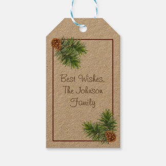 Etiqueta Para Presente Presente de Natal Editável para Pine Rustic Cone