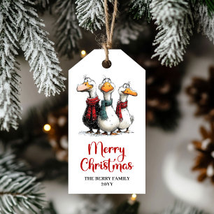 Etiqueta Para Presente Presente de Natal Engraçado Patos Silvestres Tag A