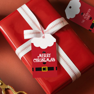 Etiqueta Para Presente Presente de Natal Minimalista Vermelho e Branco do