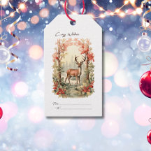 Presente de Natal Rústico de Madeira com Veado