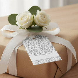 Etiqueta Para Presente Presente Floral Toile Preto Branco
