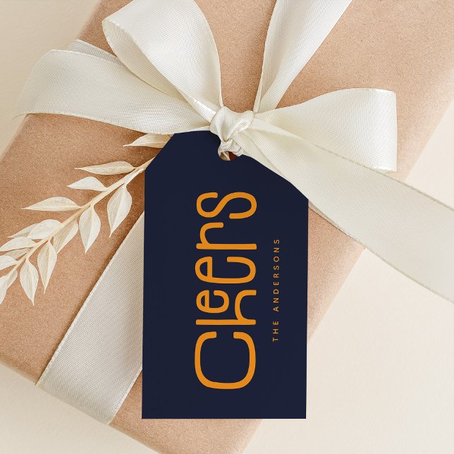 Etiqueta Para Presente Presente Personalizado 'Cheers' Moderno  (Criador carregado)