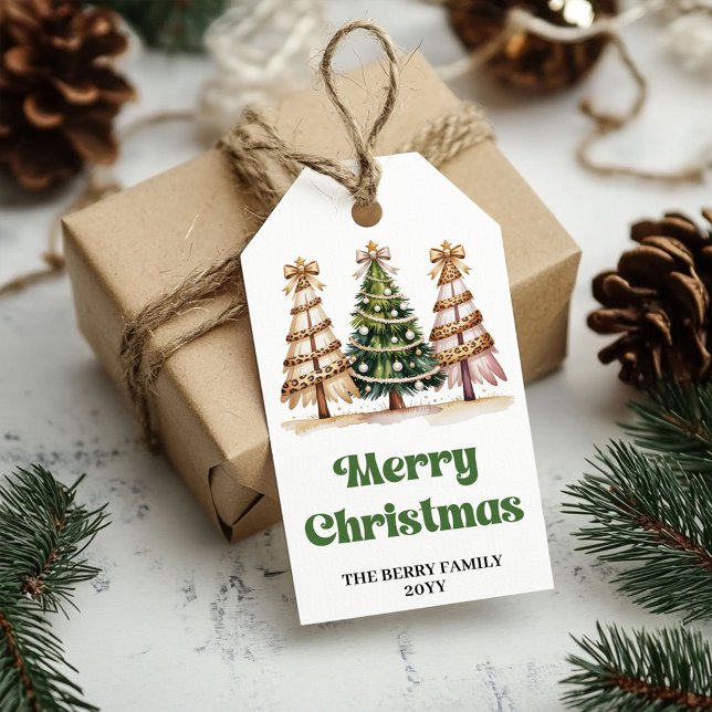 Etiqueta Para Presente Presente personalizado com nome moderno de leopard (Modern leopard Christmas personalized name gift tags)