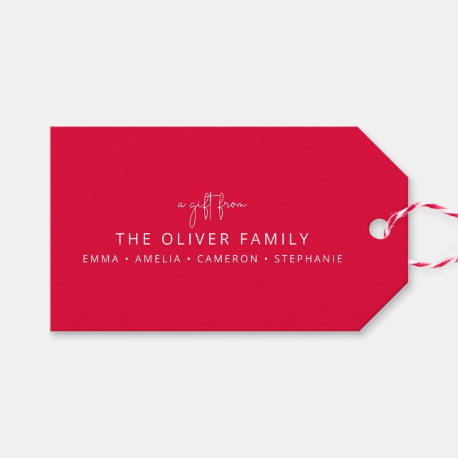 Etiqueta Para Presente Presente Personalizado Vermelho Mínimo Um Presente (Frente (horizontal))