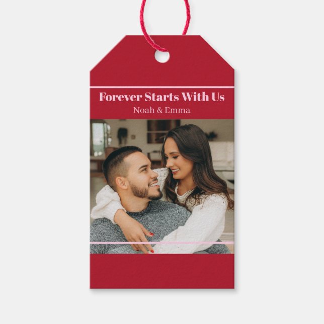 Etiqueta Para Presente Presente Romântico com Foto & Texto Personalizado  (Frente)