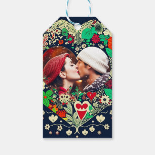 Etiqueta Para Presente Presente Romântico de Quadro Cardíaco Floral Perso