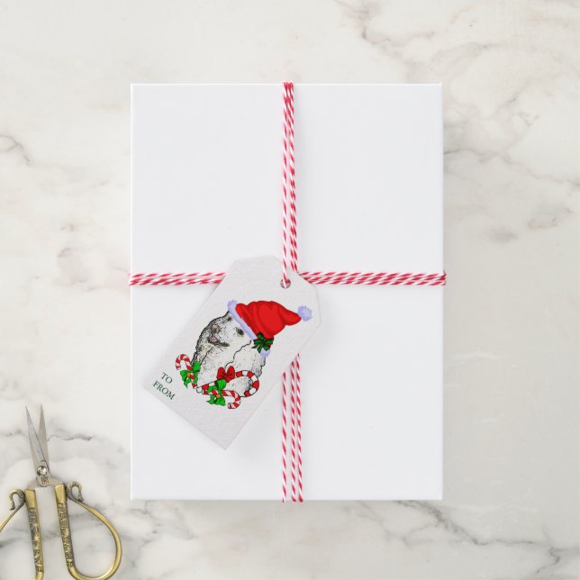 Etiqueta Para Presente Presentes de Natal de Poodle Santa Fofo (Com cordão)