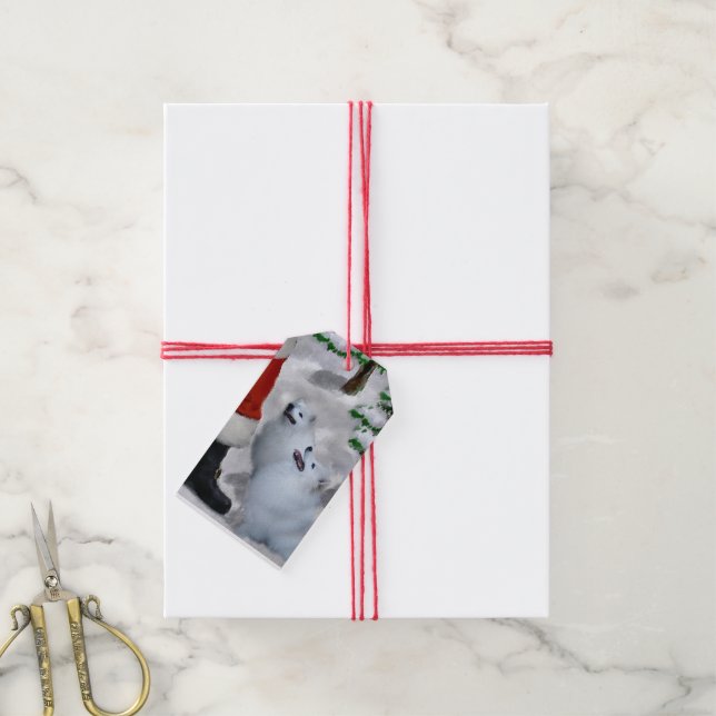 Etiqueta Para Presente Presentes de Natal do American Eskie (Com cordão)