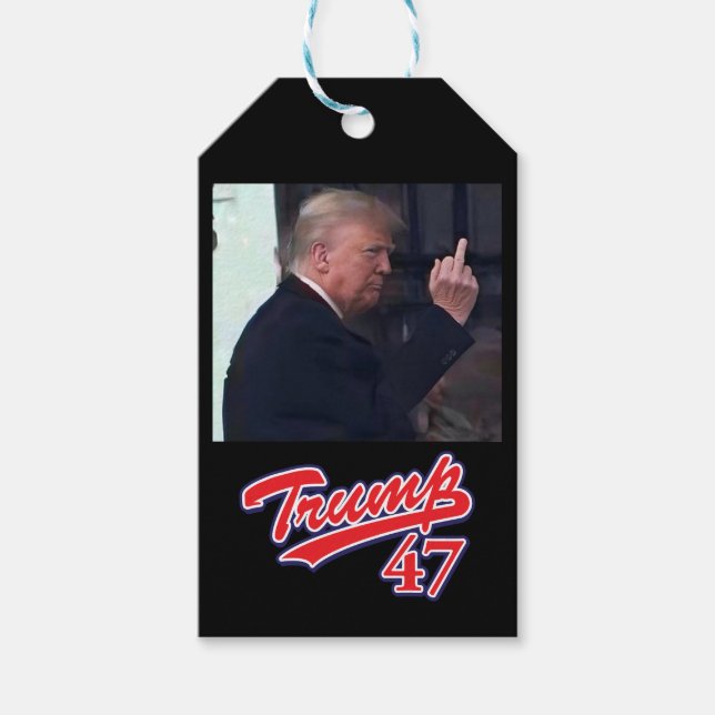 Etiqueta Para Presente Presidente Trump dando o dedo (Frente)