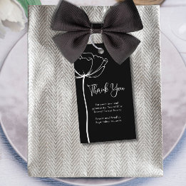 Etiqueta Para Presente Preto Branco Floral Ousado Agradecimento de Casame