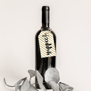 Etiqueta Para Presente Preto de Yippee   & listra do ouro do falso