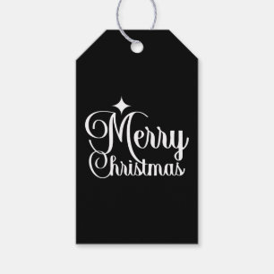 Etiqueta Para Presente Preto e Branco Elegante e Festivo Feliz Natal