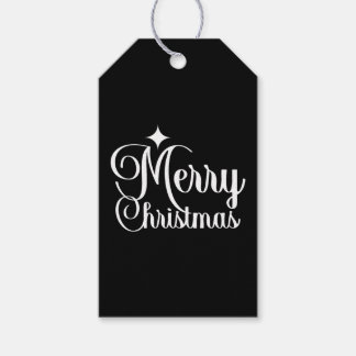 Etiqueta Para Presente Preto e Branco Elegante e Festivo Feliz Natal