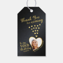 Preto e Dourado Obrigado 50º Favor de Aniversário