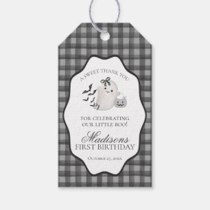Etiqueta Para Presente Preto Gingham Pequeno Boo Fantasma Favoritos de An