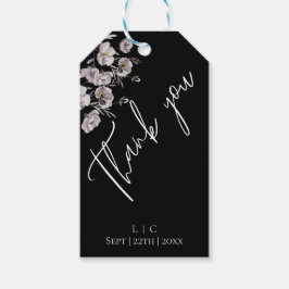 Etiqueta Para Presente Preto minimalista elegante, aquarela Obrigado