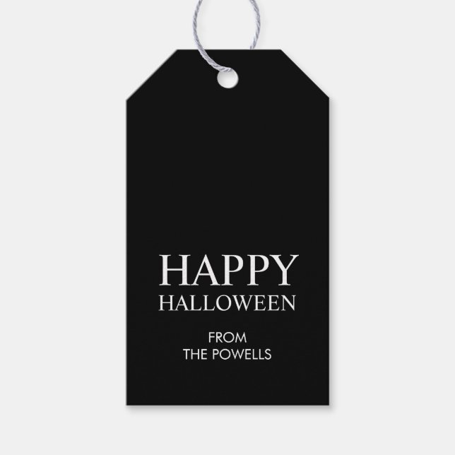 Etiqueta Para Presente Preto Personalizado Moderno Mínimo Feliz Halloween (Frente)