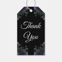 Etiqueta Para Presente Preto Púrpura Floral Elegante Gótico