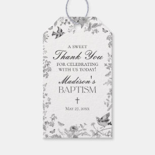 Etiqueta Para Presente Preto Toile De Jouy Vintage: Favoritos do batismo 