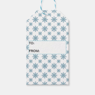 Etiqueta Para Presente Pretty retro snowflake pattern blues watercolor