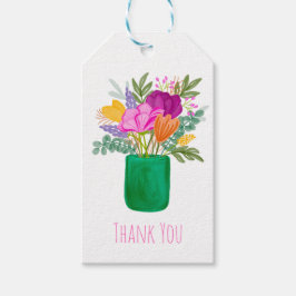 Etiqueta Para Presente Pretty Rustic Watercolour Floral Bouquet Thank You