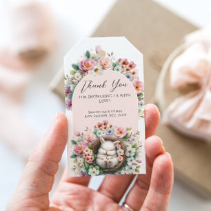 Etiqueta Para Presente Primavera Blush Pink Flor Bunny Baby Girl Chá