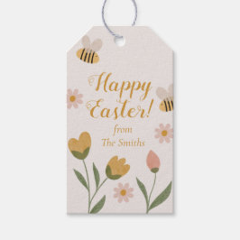 Etiqueta Para Presente Primavera de Flores e Abelhas de Aquarela