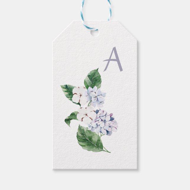 Etiqueta Para Presente Primavera HYRDANGEA com letra personalizável (Frente)