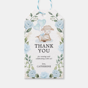 Etiqueta Para Presente Primavera Lamb Blue Floral Chá de fraldas Aniversá