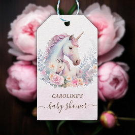 Etiqueta Para Presente Primavera Unicorn Chá de fraldas Watercolor