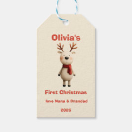 Etiqueta Para Presente Primeira Ornação de Natal do Bebê Personalizado