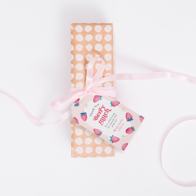 Etiqueta Para Presente Primeiro aniversario Berry Strawberry Primeira Fes (Criador carregado)
