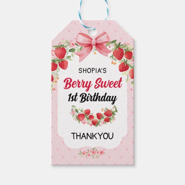 Etiqueta Para Presente Primeiro aniversario Berry Sweet (Frente)