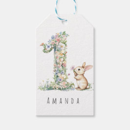 Etiqueta Para Presente Primeiro Aniversário Coelho Floral