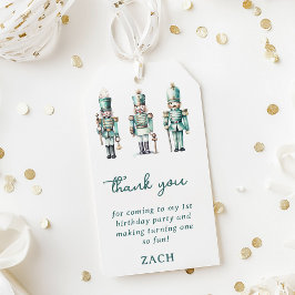 Etiqueta Para Presente Primeiro aniversario Cute Mint Nutcracker Obrigado