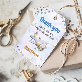 Etiqueta Para Presente Primeiro aniversario De Avião Azul Retro Cujo Cant