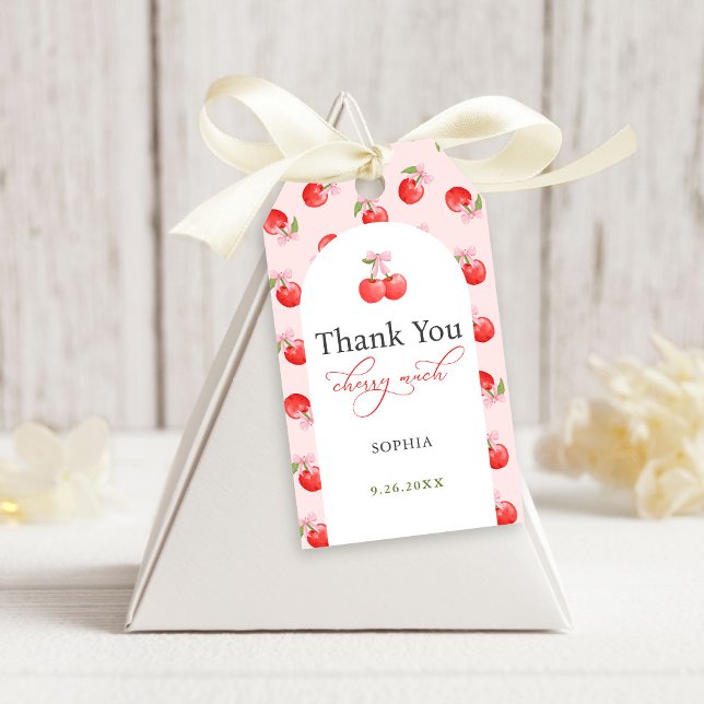 Etiqueta Para Presente Primeiro aniversario de Cherry de Arco d'água (Criador carregado)