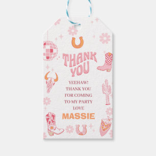 Etiqueta Para Presente Primeiro aniversario de primeiro rodeio cor-de-lar