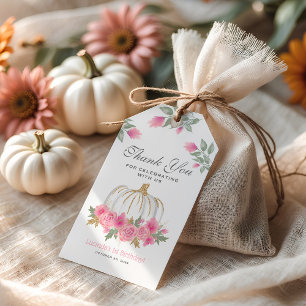 Etiqueta Para Presente Primeiro aniversario Floral De Abóbora Bonita Obr