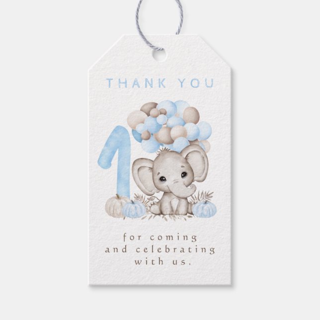 Etiqueta Para Presente Primeiro Aniversário, Garoto De Queda Obrigado (Frente)