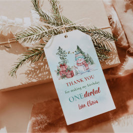Etiqueta Para Presente Primeiro Aniversário Homem de Neve de Natal