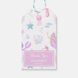 Etiqueta Para Presente Primeiro aniversario Pastel Mermaid Obrigado