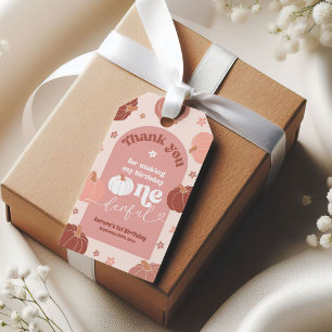 Etiqueta Para Presente Primeiro aniversario Pumpkin Retro Rosa Muito Obri