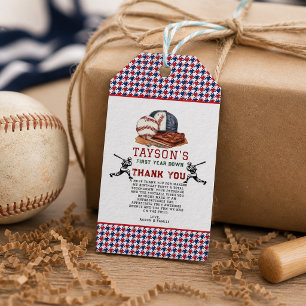 Etiqueta Para Presente Primeiro Ano de Beisebol Aniversário de 1 ano