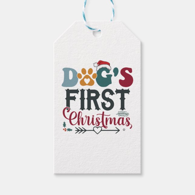 Etiqueta Para Presente Primeiro Natal do Cão (Frente)