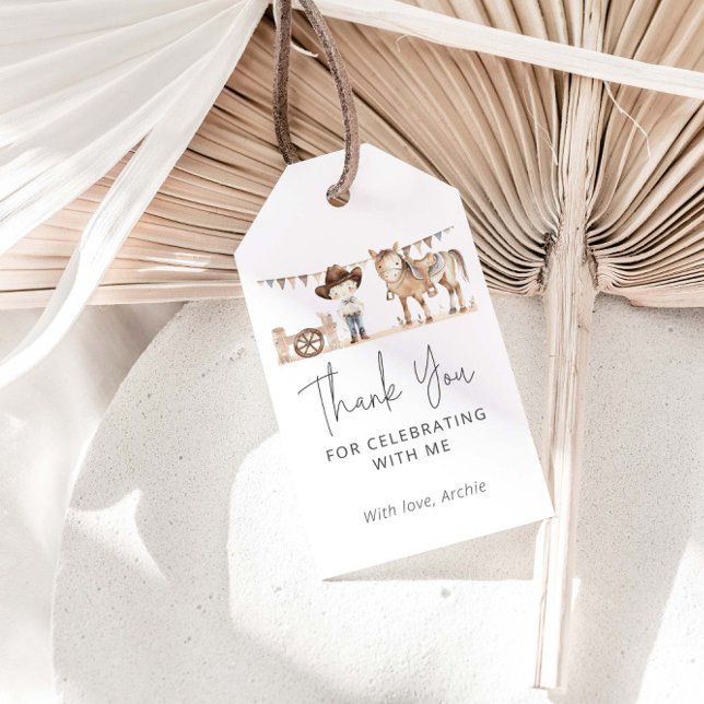 Etiqueta Para Presente Primeiro primeiro aniversario Rodeo Obrigado (Criador carregado)